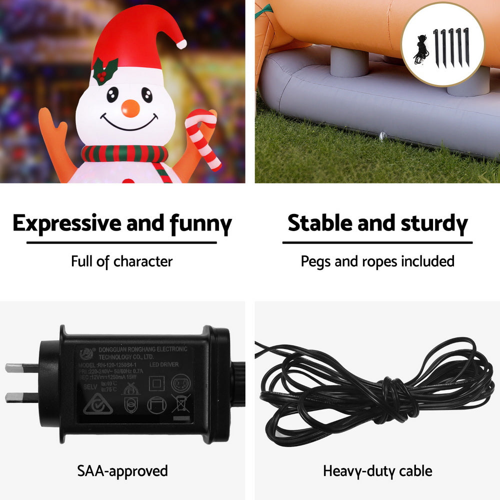 Jingle Jollys Christmas Inflatable Snowman Dog 4.2M Tall Outdoor Decorations Illuminated - Image 6