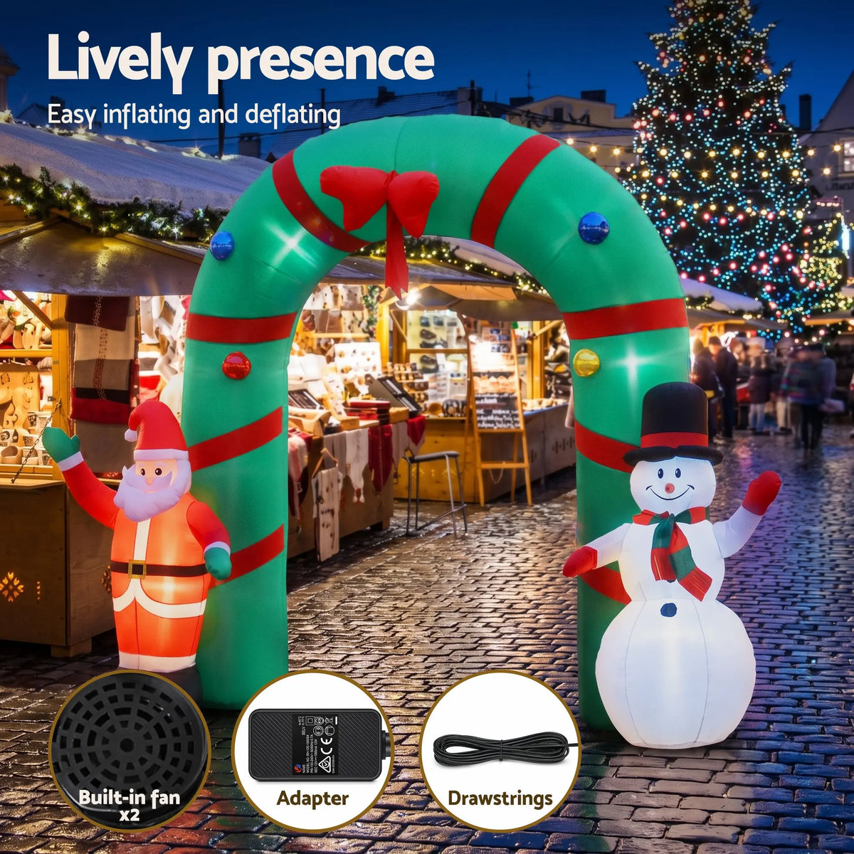 Jingle Jollys Christmas Inflatable Archwary 2.8M Illuminated Decorations - Image 7
