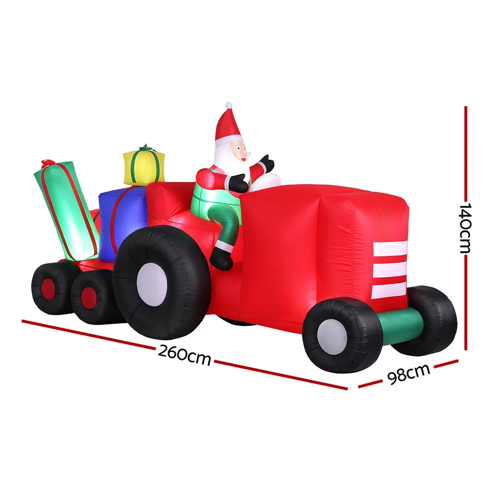 Jingle Jollys Christmas Inflatable Santa Truck 2.6M Length LED Decorations Illuminated - Image 2