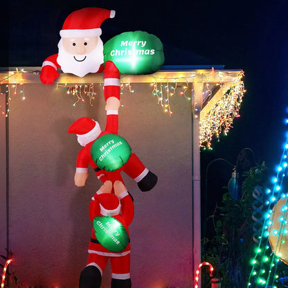 Jingle Jollys Christmas Inflatable Climbing Santa 2.5M Height LED Decorations Illuminated - Image 7