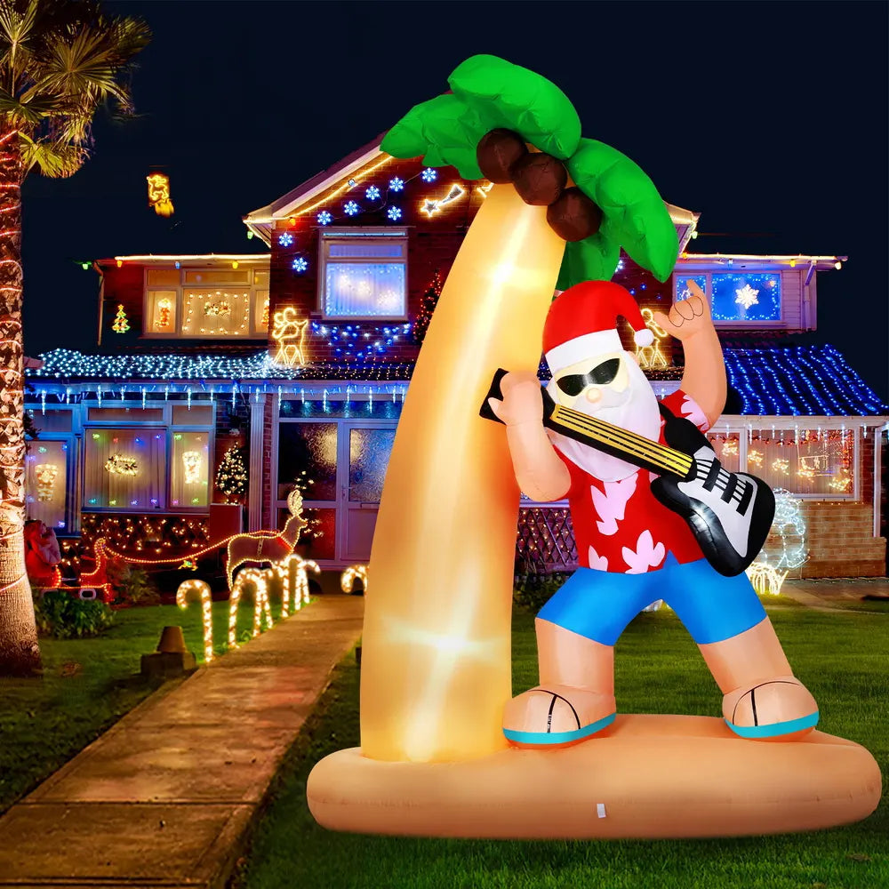 Jingle Jollys Christmas Inflatable Santa Guitar 2.1M Led Illuminated Decorations - Image 7