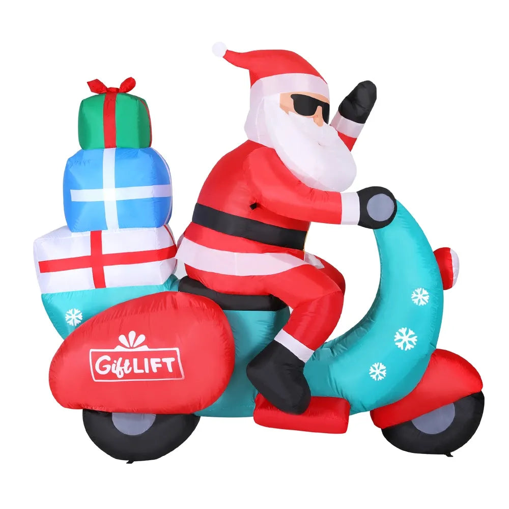 Jingle Jollys Christmas Inflatable Santa Motorbike LED Illuminated Decorations - Image 3