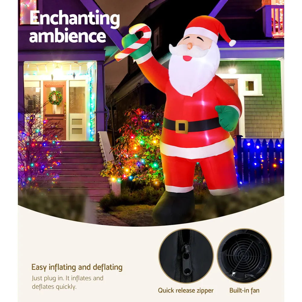 Jingle Jollys Christmas Inflatable Santa 3M Illuminated Decorations - Image 6