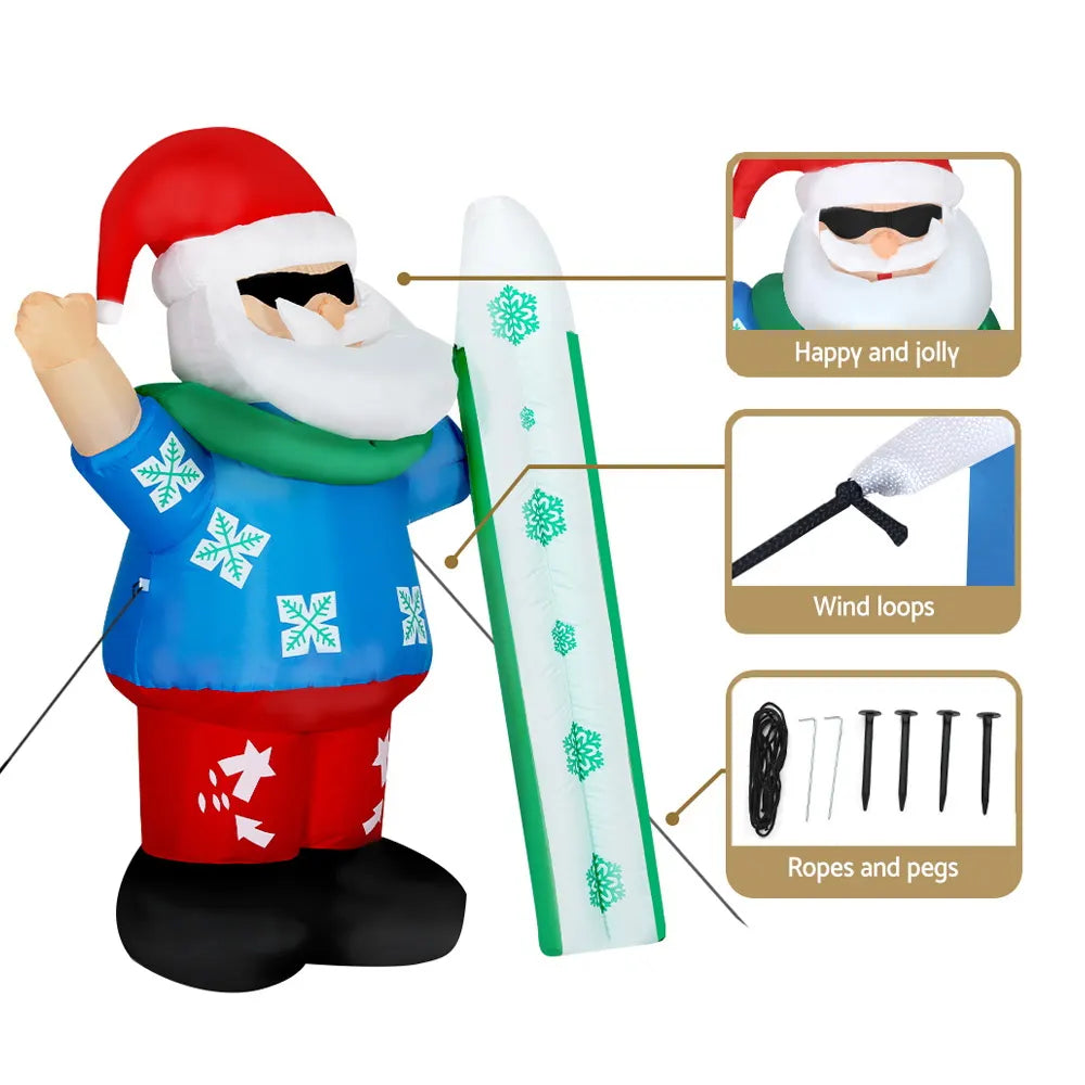 Jingle Jollys Christmas Inflatable Santa 1.6M Illuminated Decorations - Image 7