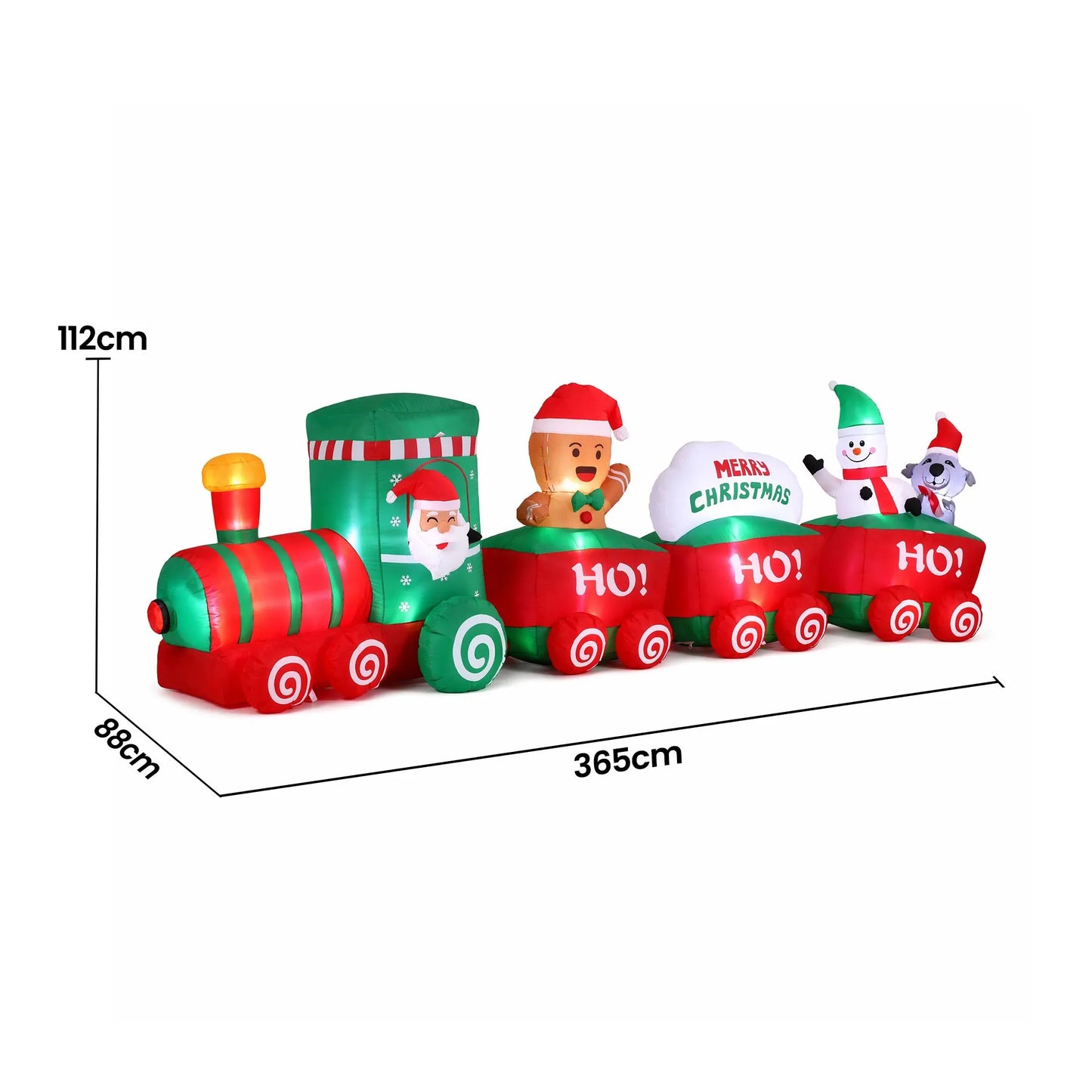 Jingle Jollys Christmas Inflatable Santa Train 3.6M Length LED Decorations Illuminated - Image 2