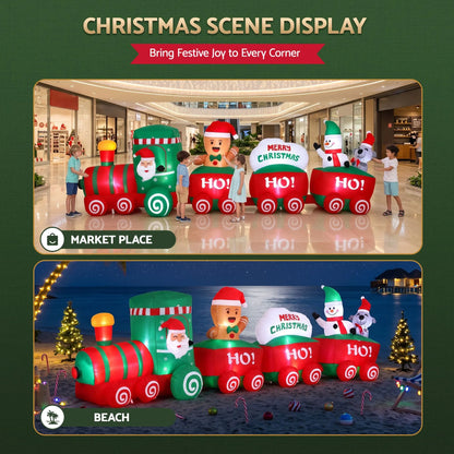 Jingle Jollys Christmas Inflatable Santa Train 3.6M Length LED Decorations Illuminated - Image 6