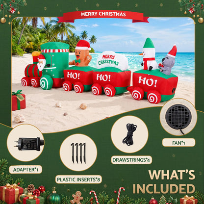 Jingle Jollys Christmas Inflatable Santa Train 3.6M Length LED Decorations Illuminated - Image 7
