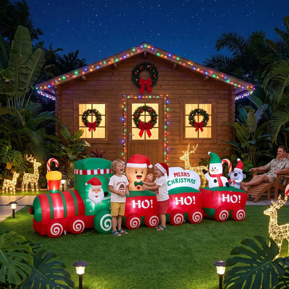 Jingle Jollys Christmas Inflatable Santa Train 3.6M Length LED Decorations Illuminated - Image 9