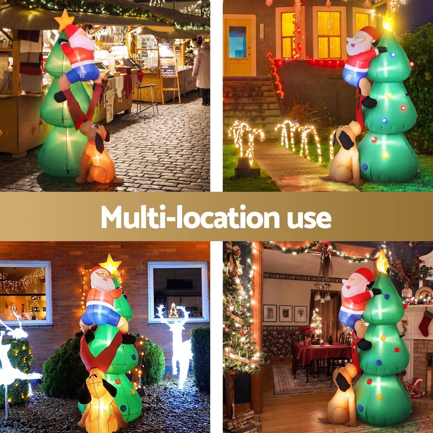 Jingle Jollys Christmas Inflatable Santa Tree 1.8M Illuminated Decorations - Image 6