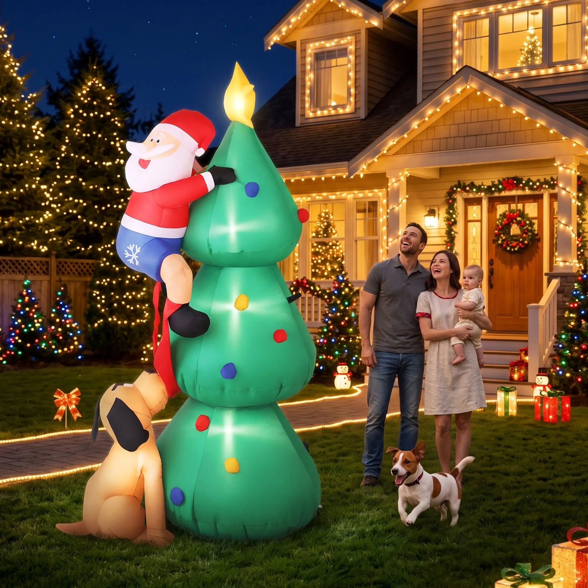 Jingle Jollys Christmas Inflatable Santa Tree 1.8M Illuminated Decorations - Image 7