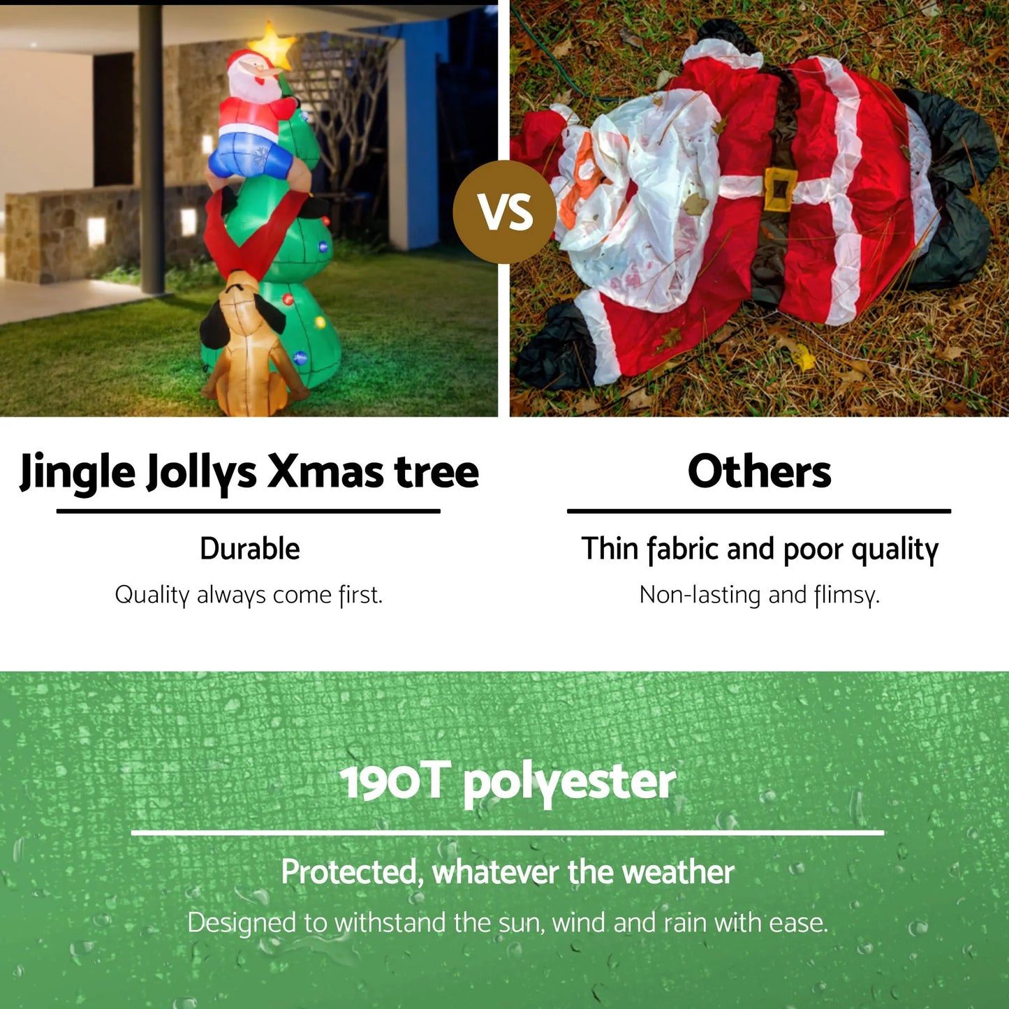 Jingle Jollys Christmas Inflatable Santa Tree 1.8M Illuminated Decorations - Image 8