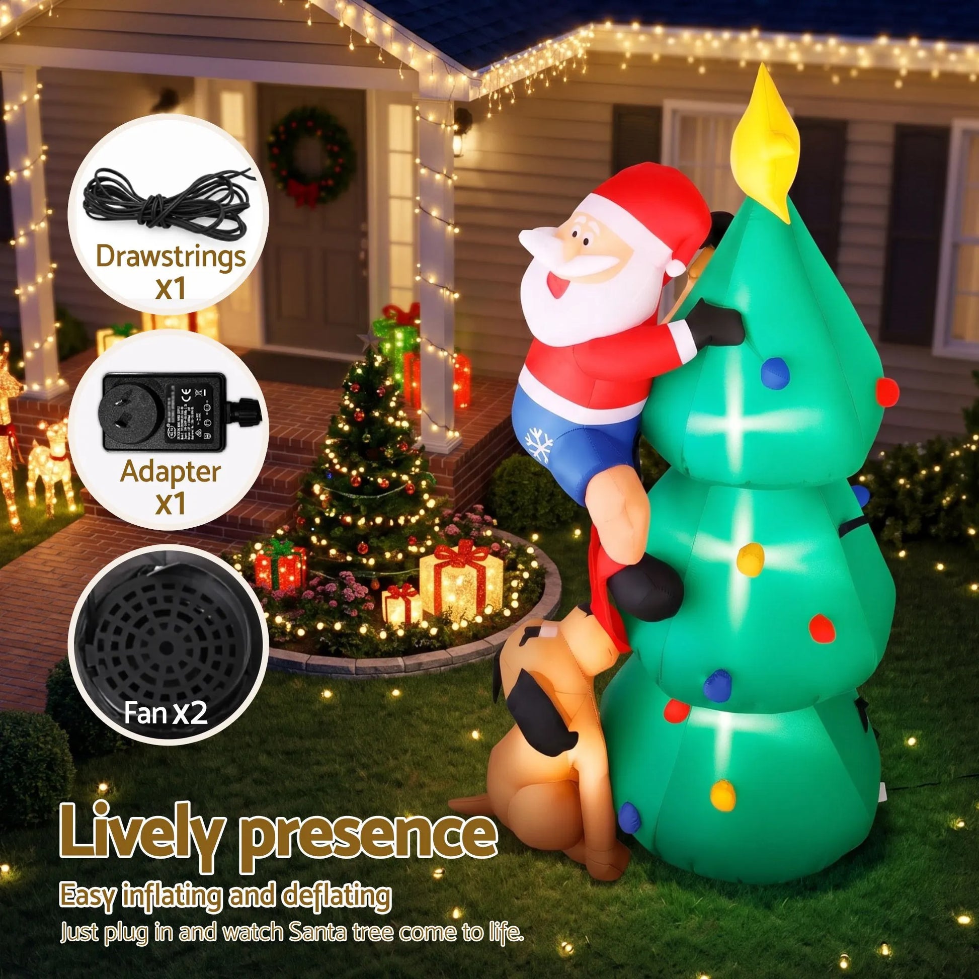 Jingle Jollys Christmas Inflatable Santa Tree 1.8M Illuminated Decorations - Image 9