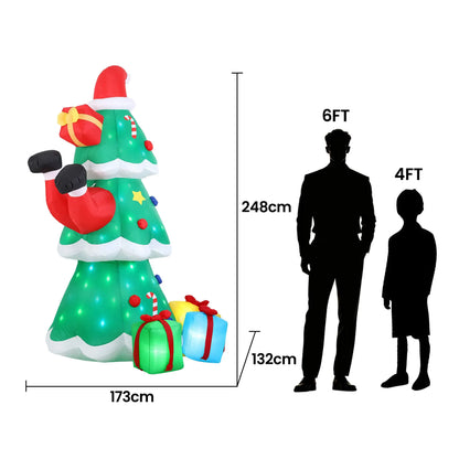 Jingle Jollys Christmas Inflatable Santa Tree 2.5M Height Flashing Light Decorations Illuminated - Image 2