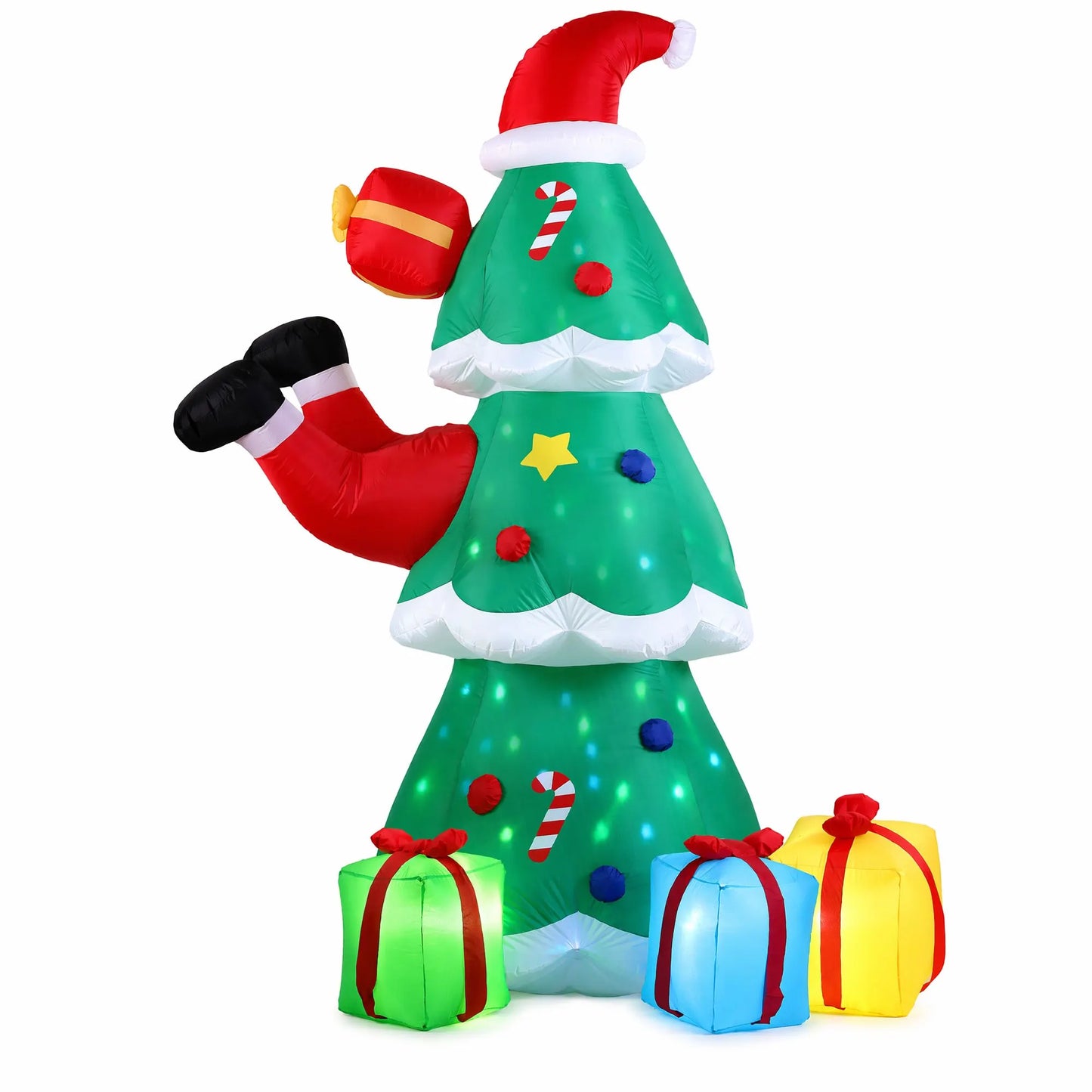 Jingle Jollys Christmas Inflatable Santa Tree 2.5M Height Flashing Light Decorations Illuminated - Image 4