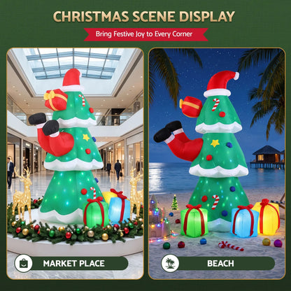 Jingle Jollys Christmas Inflatable Santa Tree 2.5M Height Flashing Light Decorations Illuminated - Image 6