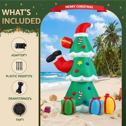 Jingle Jollys Christmas Inflatable Santa Tree 2.5M Height Flashing Light Decorations Illuminated - Image 7