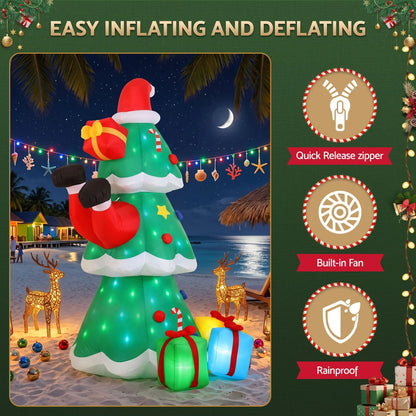 Jingle Jollys Christmas Inflatable Santa Tree 2.5M Height Flashing Light Decorations Illuminated - Image 8