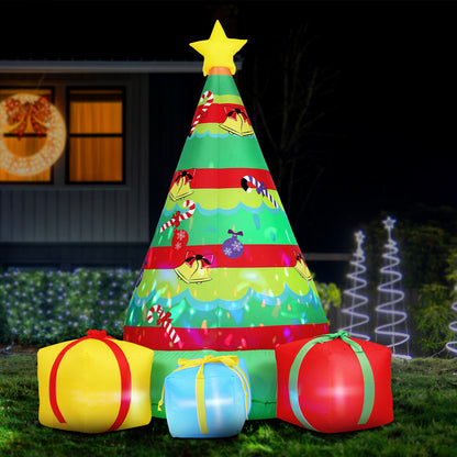 Jingle Jollys Christmas Inflatable Gift Tree 2.2M Height Flashing Light Decorations Illuminated - Image 7