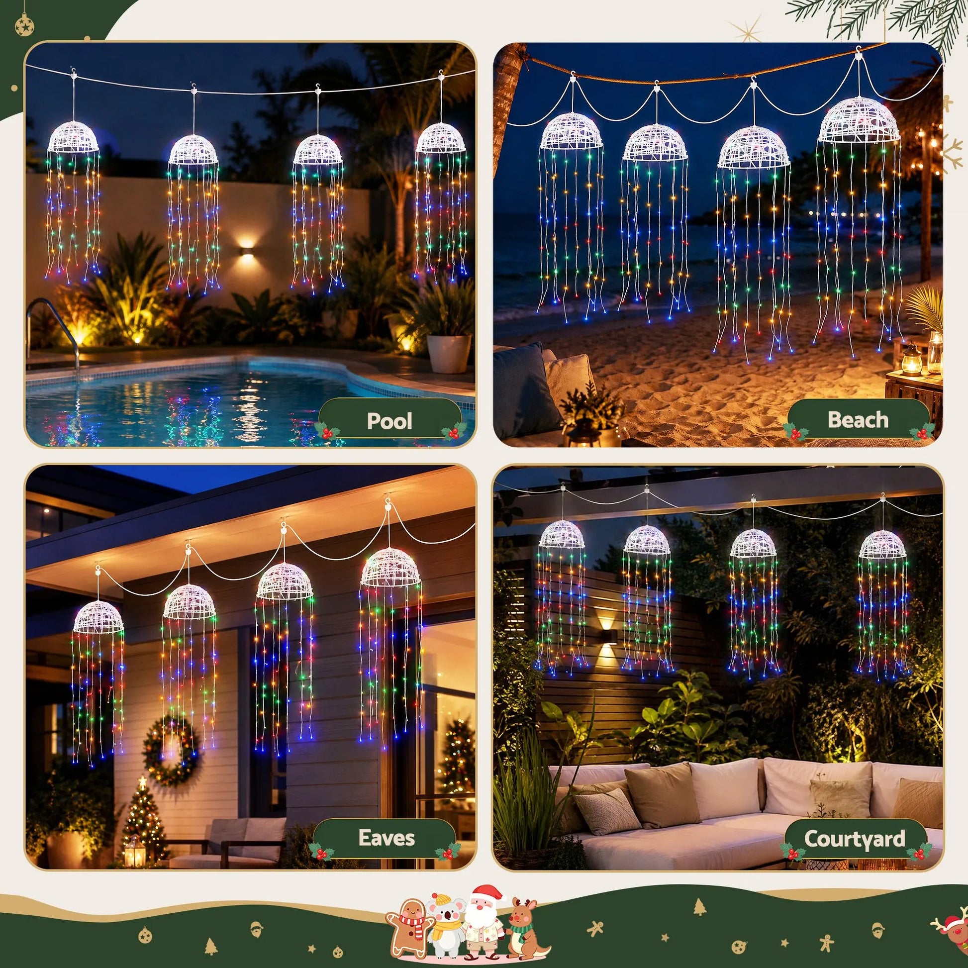 Jingle Jollys Christmas Lights Solar Jellyfish 4Pcs Garden Decorative Multi-Color - Image 5