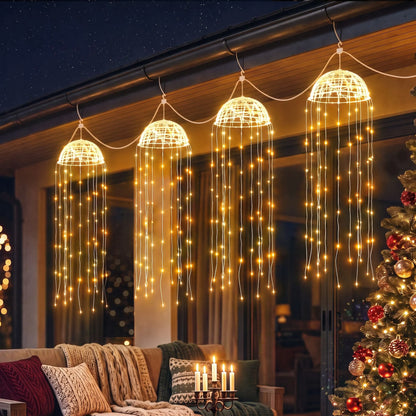 Jingle Jollys Christmas Lights Solar Jellyfish 4Pcs Garden Decorative Warm White - Image 2