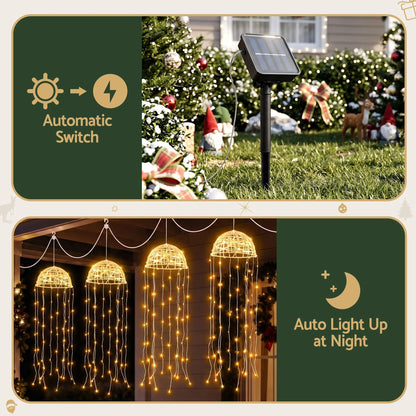 Jingle Jollys Christmas Lights Solar Jellyfish 4Pcs Garden Decorative Warm White - Image 3