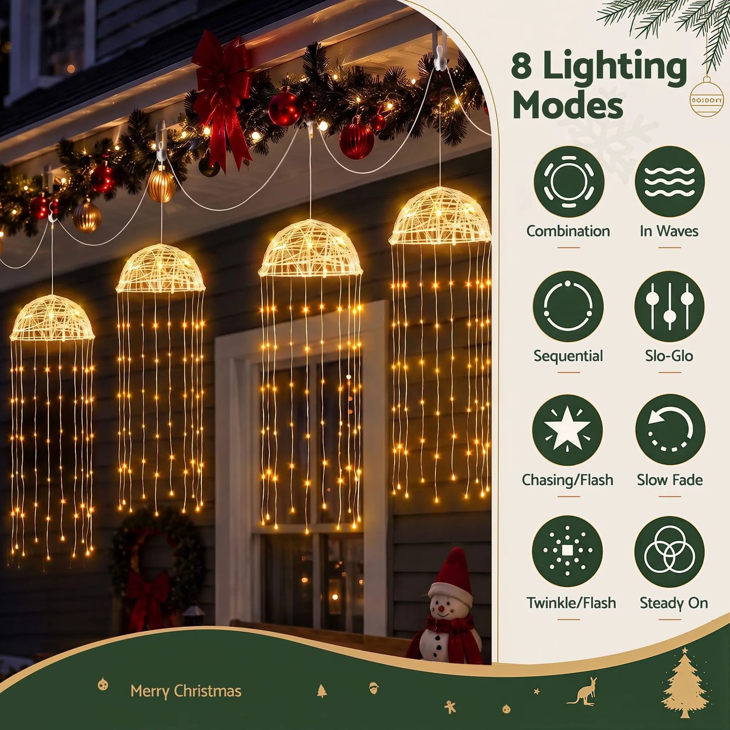 Jingle Jollys Christmas Lights Solar Jellyfish 4Pcs Garden Decorative Warm White - Image 4