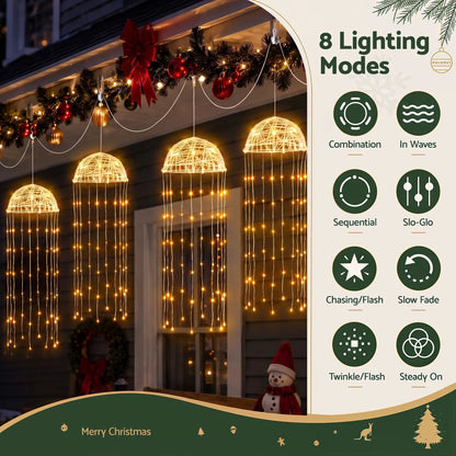 Jingle Jollys Christmas Lights Solar Jellyfish 4Pcs Garden Decorative Warm White - Image 4