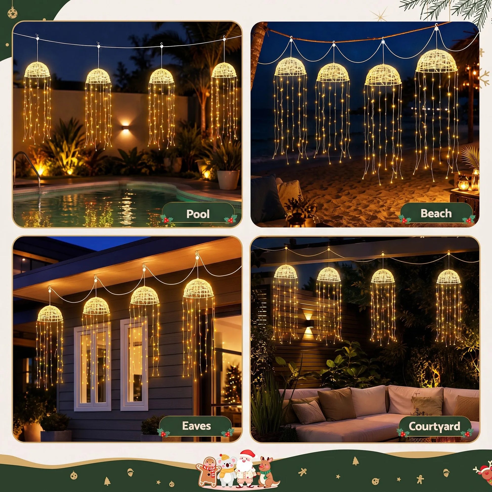 Jingle Jollys Christmas Lights Solar Jellyfish 4Pcs Garden Decorative Warm White - Image 5