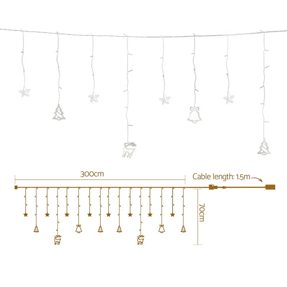 Jingle Jollys 3M Christmas Icicle Lights String Lights 138 LED Warm White - Image 2