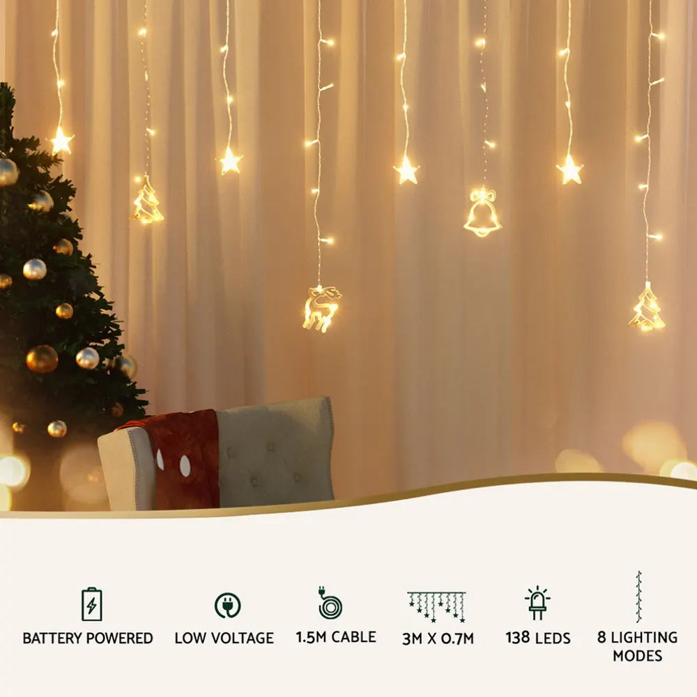 Jingle Jollys 3M Christmas Icicle Lights String Lights 138 LED Warm White - Image 4