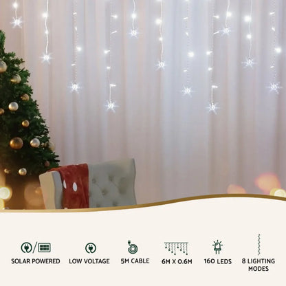 Jingle Jollys 6M Christmas Icicle Lights String Light 160 LED Solar Powered Cold - Image 4
