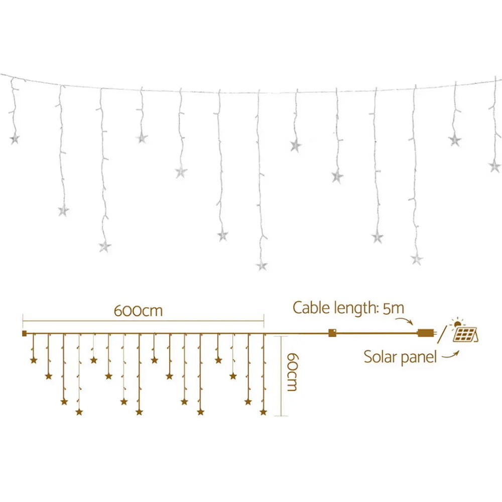 Jingle Jollys 6M Christmas Icicle Lights String Light 160 LED Solar Powered Warm - Image 2