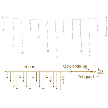 Jingle Jollys 6M Christmas Icicle Lights String Light 160 LED Solar Powered Warm - Image 2
