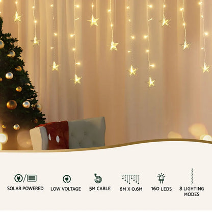 Jingle Jollys 6M Christmas Icicle Lights String Light 160 LED Solar Powered Warm - Image 4