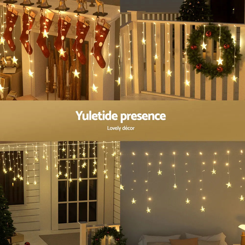 Jingle Jollys 6M Christmas Icicle Lights String Light 160 LED Solar Powered Warm - Image 5