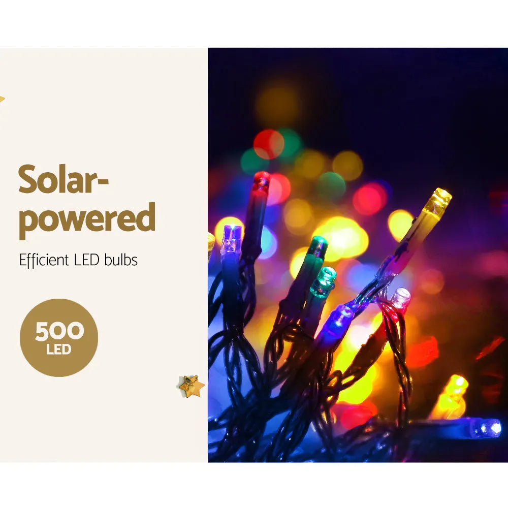 12.5M Christmas Lights Solar Icicle String Light Multi Colour Jingle Jollys - Image 4