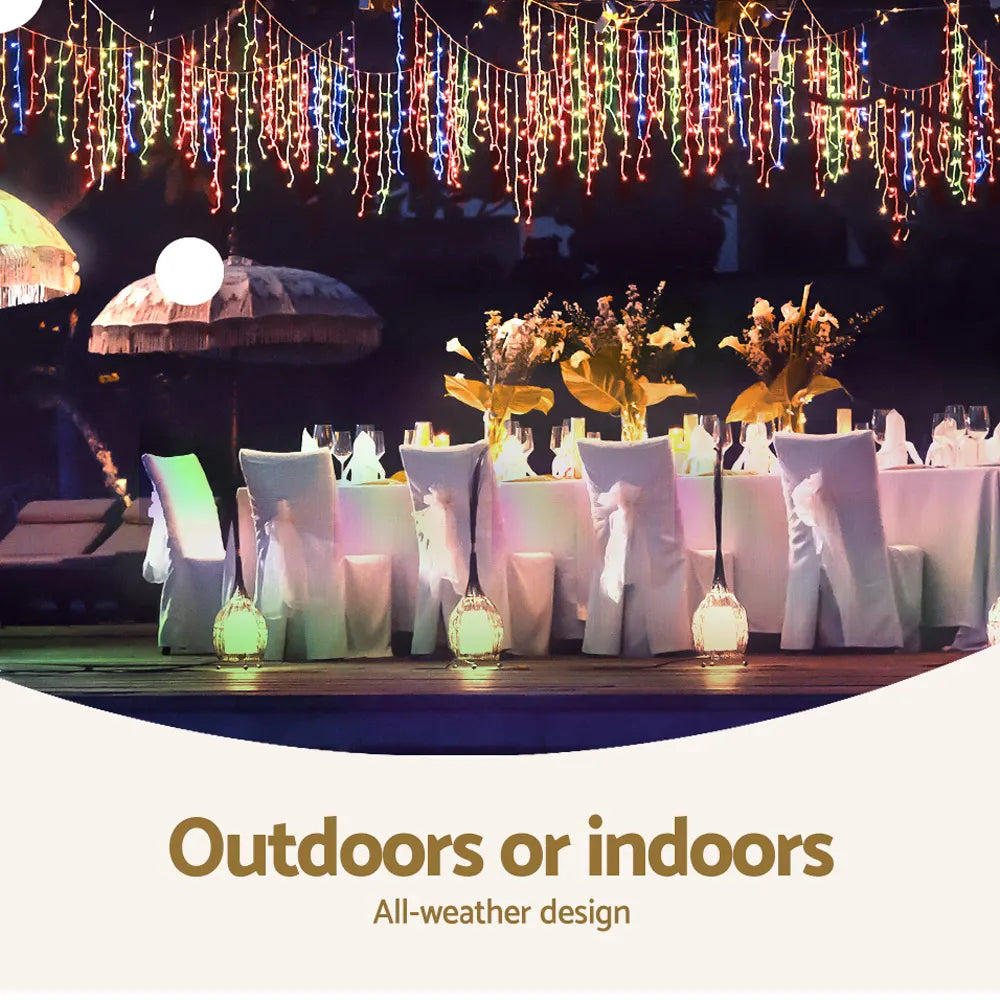 12.5M Christmas Lights Solar Icicle String Light Multi Colour Jingle Jollys - Image 7