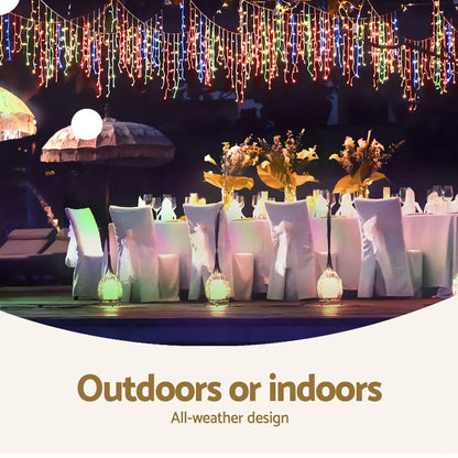 12.5M Christmas Lights Solar Icicle String Light Multi Colour Jingle Jollys - Image 7