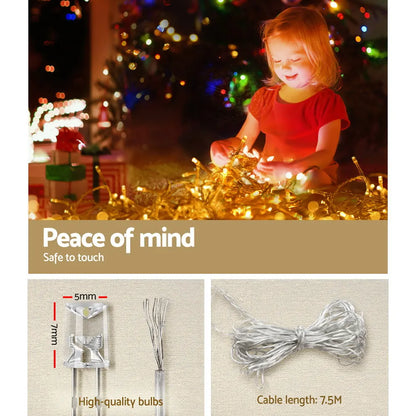 12.5M Christmas Lights Solar Icicle String Light Warm White Jingle Jollys - Image 5