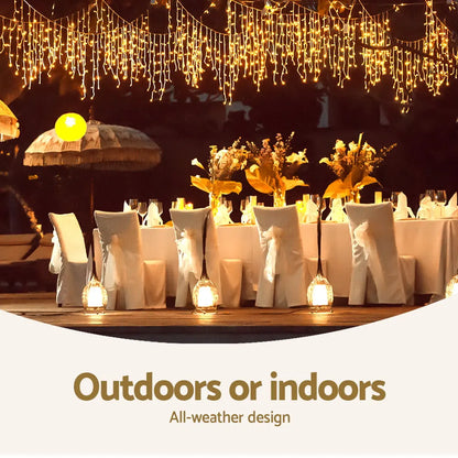 12.5M Christmas Lights Solar Icicle String Light Warm White Jingle Jollys - Image 6