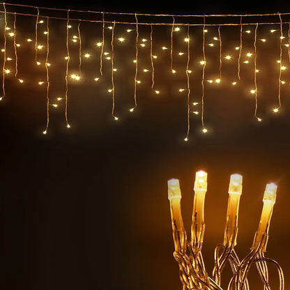 12.5M Christmas Lights Solar Icicle String Light Warm White Jingle Jollys - Image 8