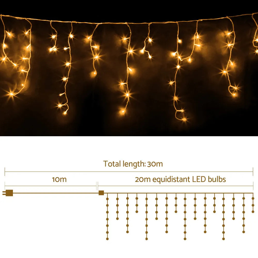 20M Christmas Lights Icicle Light 800 LED Warm White Decor Jingle Jollys - Image 2