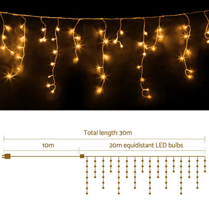 20M Christmas Lights Icicle Light 800 LED Warm White Decor Jingle Jollys - Image 2