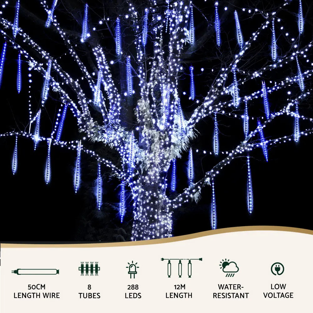 288 LED 7M Christmas Lights Icicle Light Falling Metor Jingle Jollys - Image 4