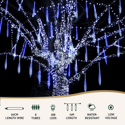 288 LED 7M Christmas Lights Icicle Light Falling Metor Jingle Jollys - Image 4