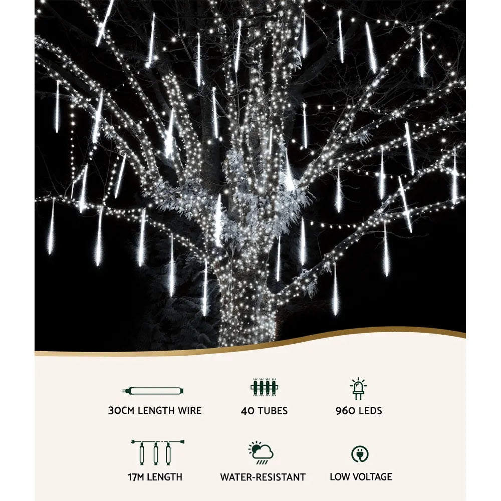 12M Christmas Lights Icicle Light 960 LED Falling Metor Jingle Jollys - Image 3