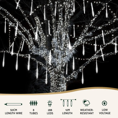 Jingle Jollys 7M Christmas Lights Shower Light 288 LED Icicle Falling Metor - Image 2