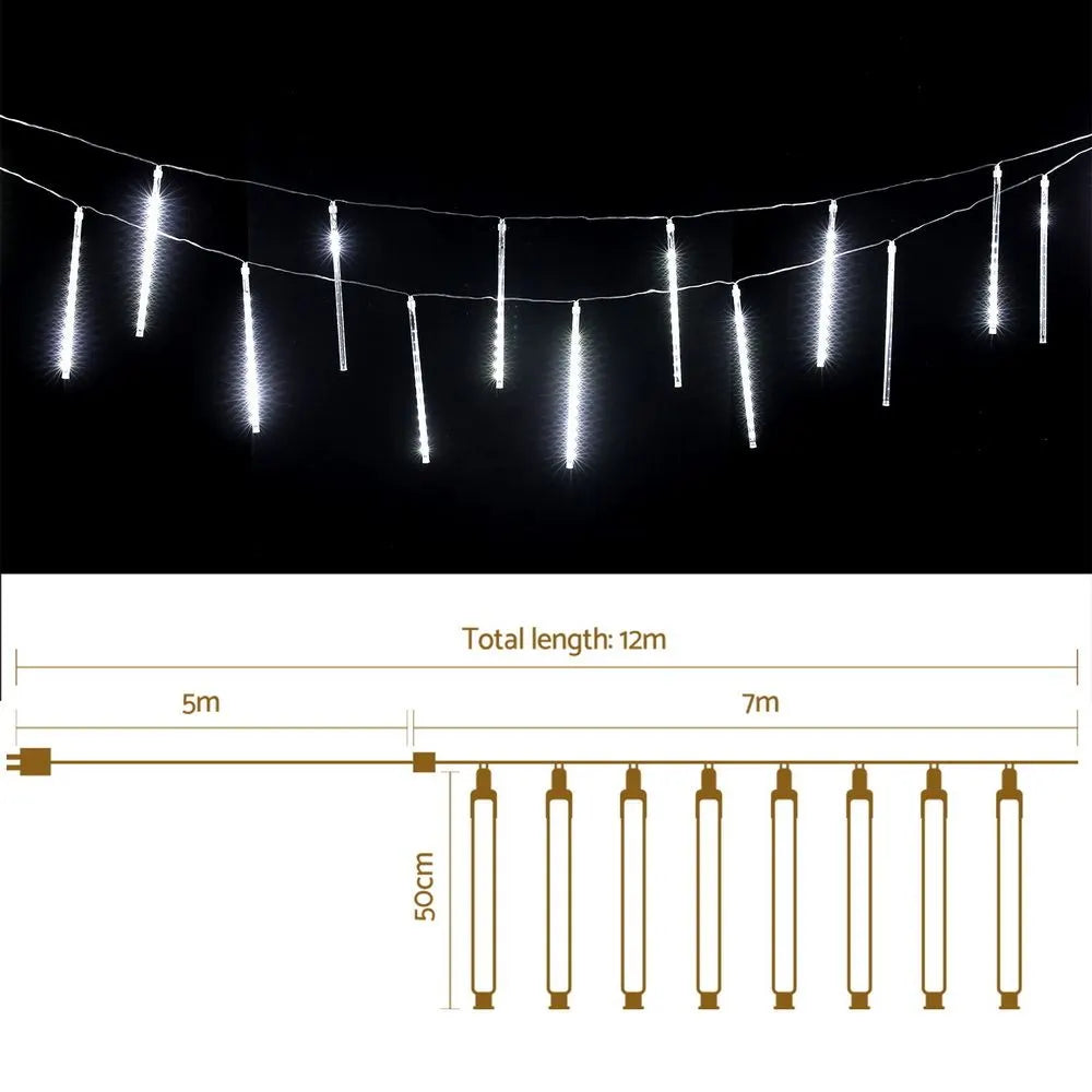 Jingle Jollys 7M Christmas Lights Shower Light 288 LED Icicle Falling Metor - Image 4