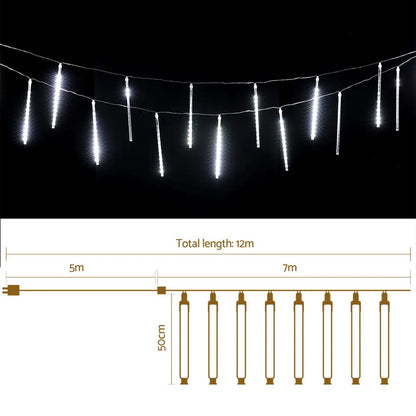 Jingle Jollys 7M Christmas Lights Shower Light 288 LED Icicle Falling Metor - Image 2