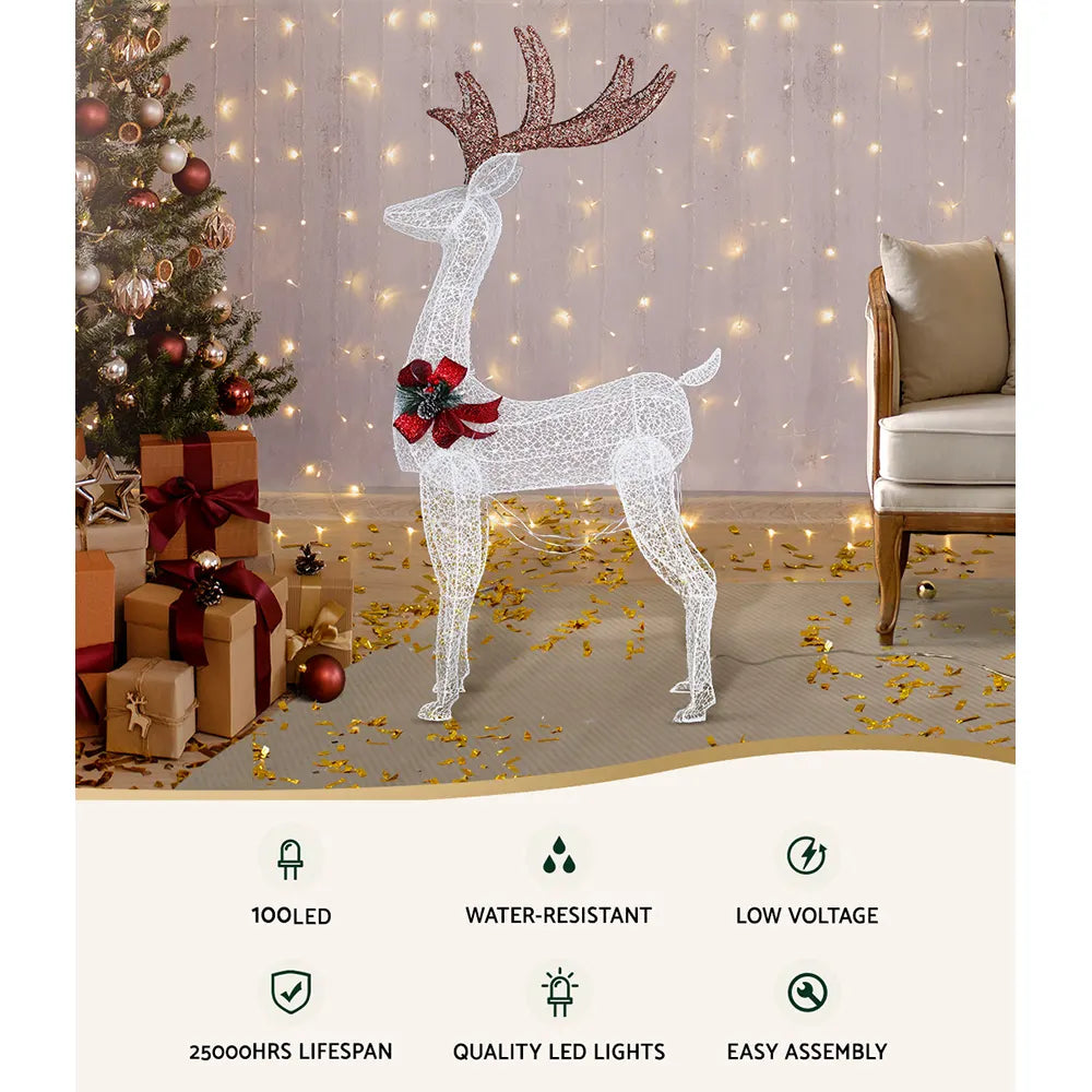 Jingle Jollys Christmas Lights 150cm Reindeer 100 LED Decorations - Image 3